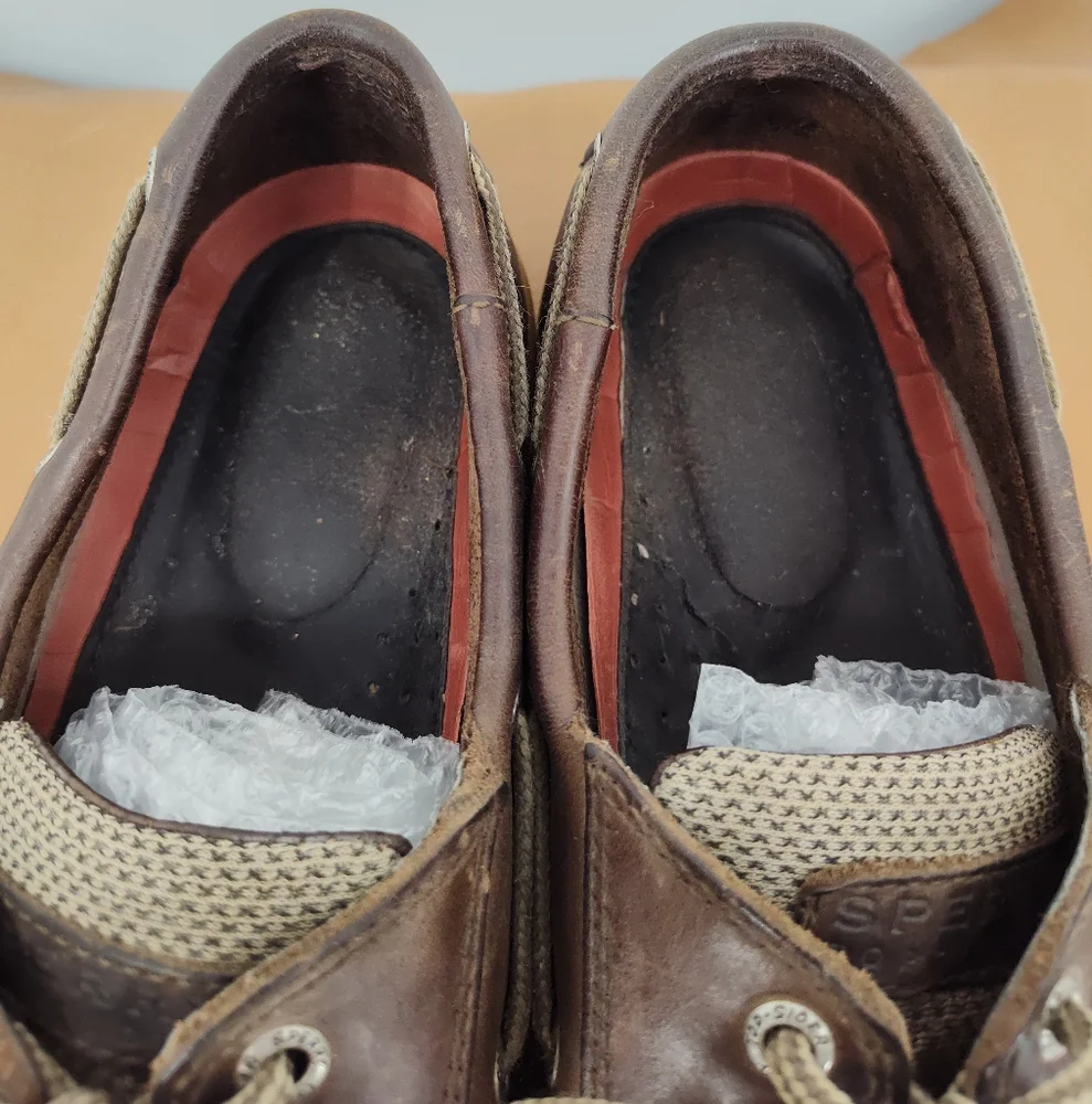Sperry Mens Brown Leather Surveyor Boat Shoes Size 11M